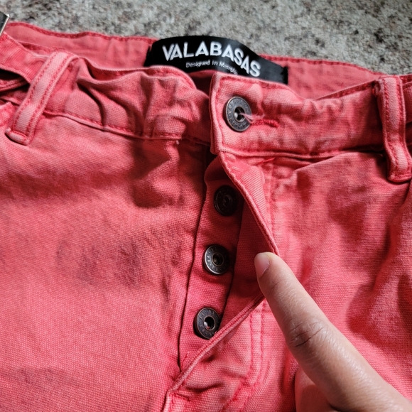 Valabasas Red Mid Rise‎ Cargo Pockets Stacked Flare Jeans Raw Hem Size 30 Tall - Picture 11 of 16